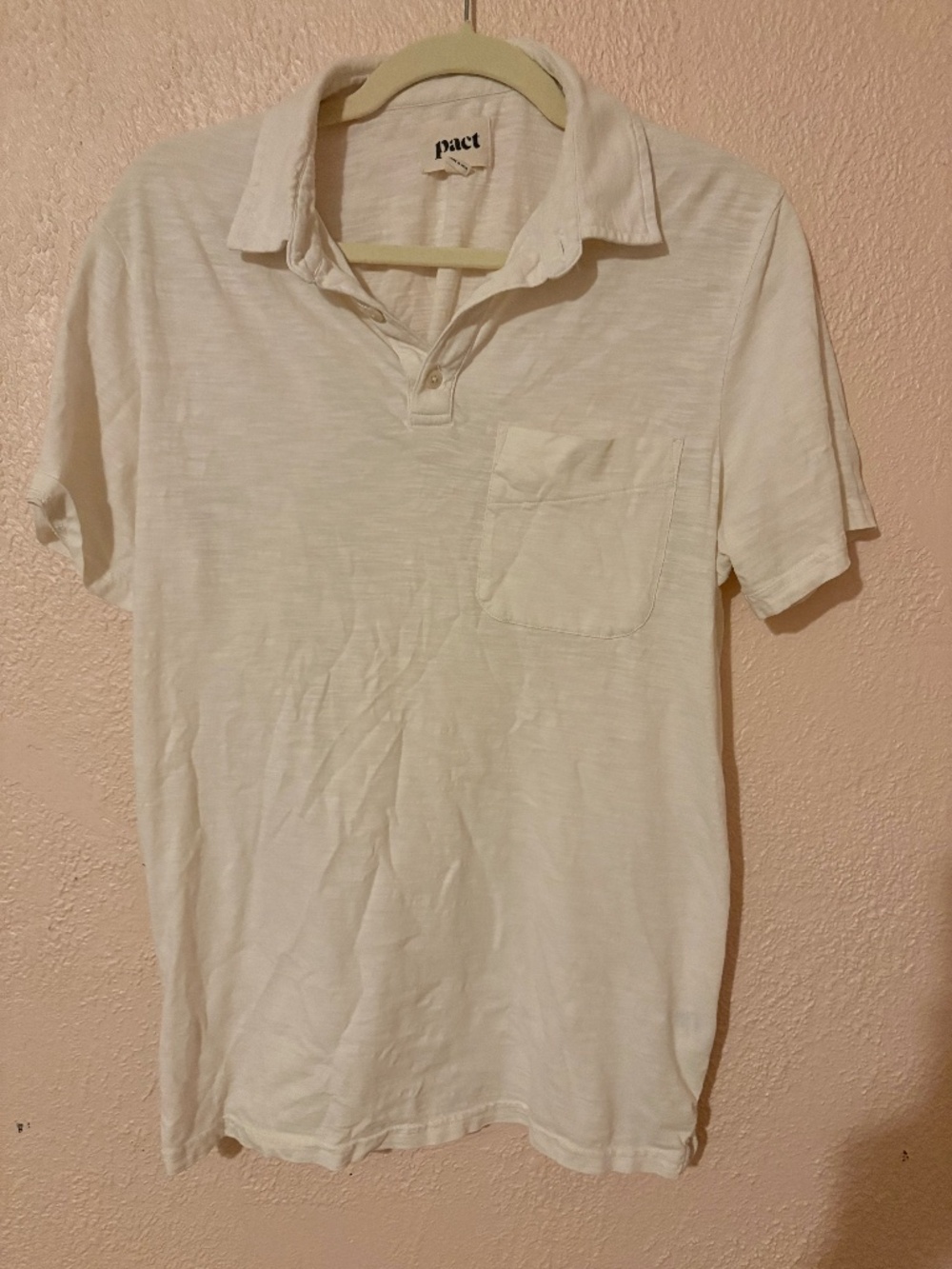Pact Men's Short-Sleeve Organic Cotton Polo in Off-White